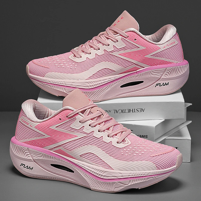 Chaussures de course professionnelles en fibre de carbone pour hommes et femmes, respirantes, légères, pour marathon, course et entraînement